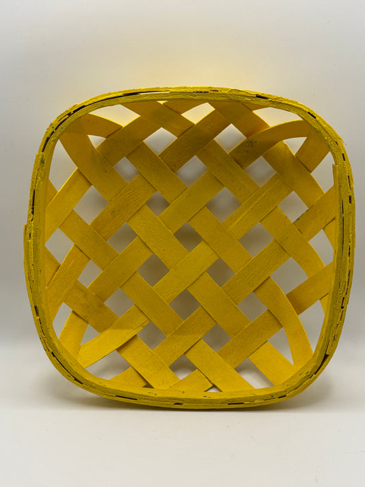 Yellow Woven Decorative Basket (8")