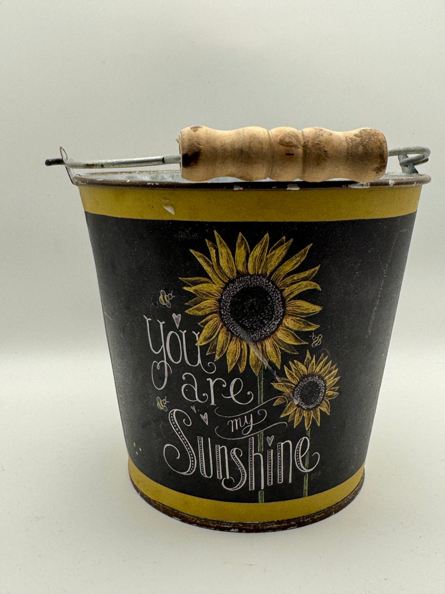 “You Are My Sunshine” Sunflower Metal Bucket – Farmhouse Decor (5")