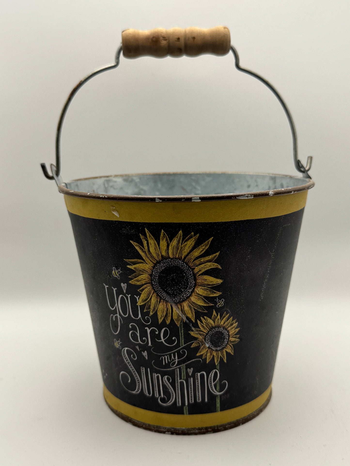 “You Are My Sunshine” Sunflower Metal Bucket – Farmhouse Decor (5")