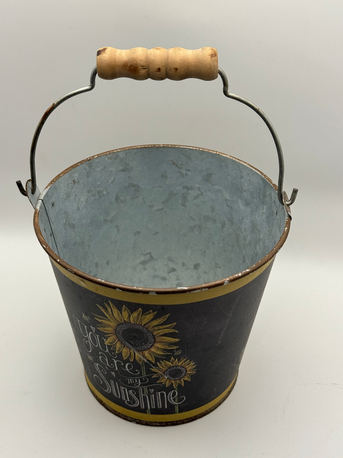 “You Are My Sunshine” Sunflower Metal Bucket – Farmhouse Decor (5")