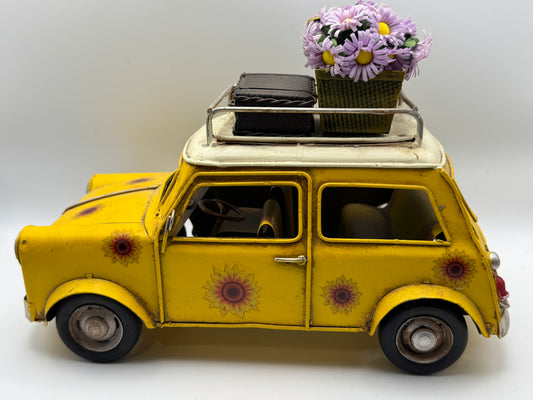 Vintage Yellow Sunflower Car Decor – Farmhouse Tabletop Accent (10")