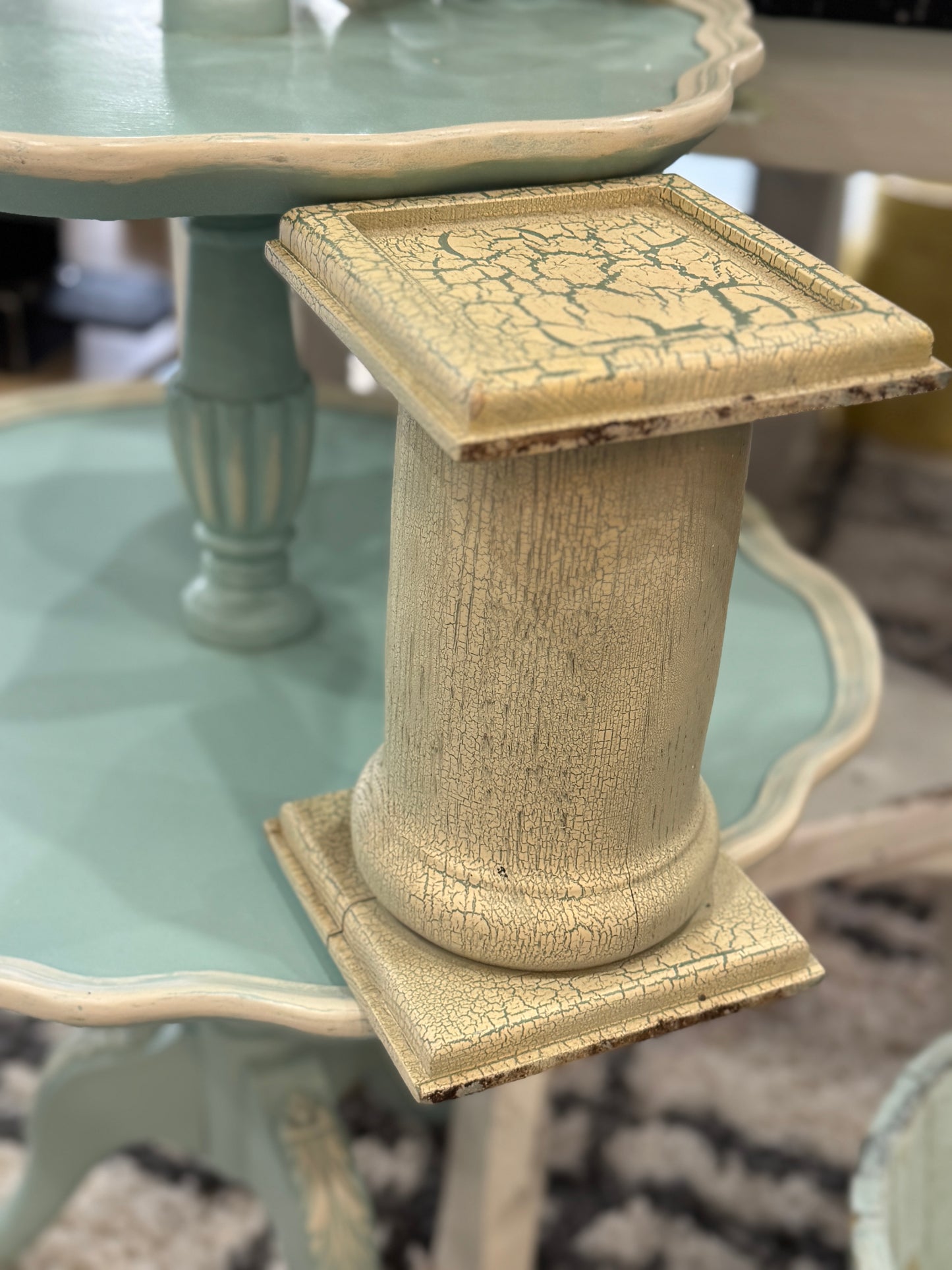 Vintage Distressed Cream Pillar Riser