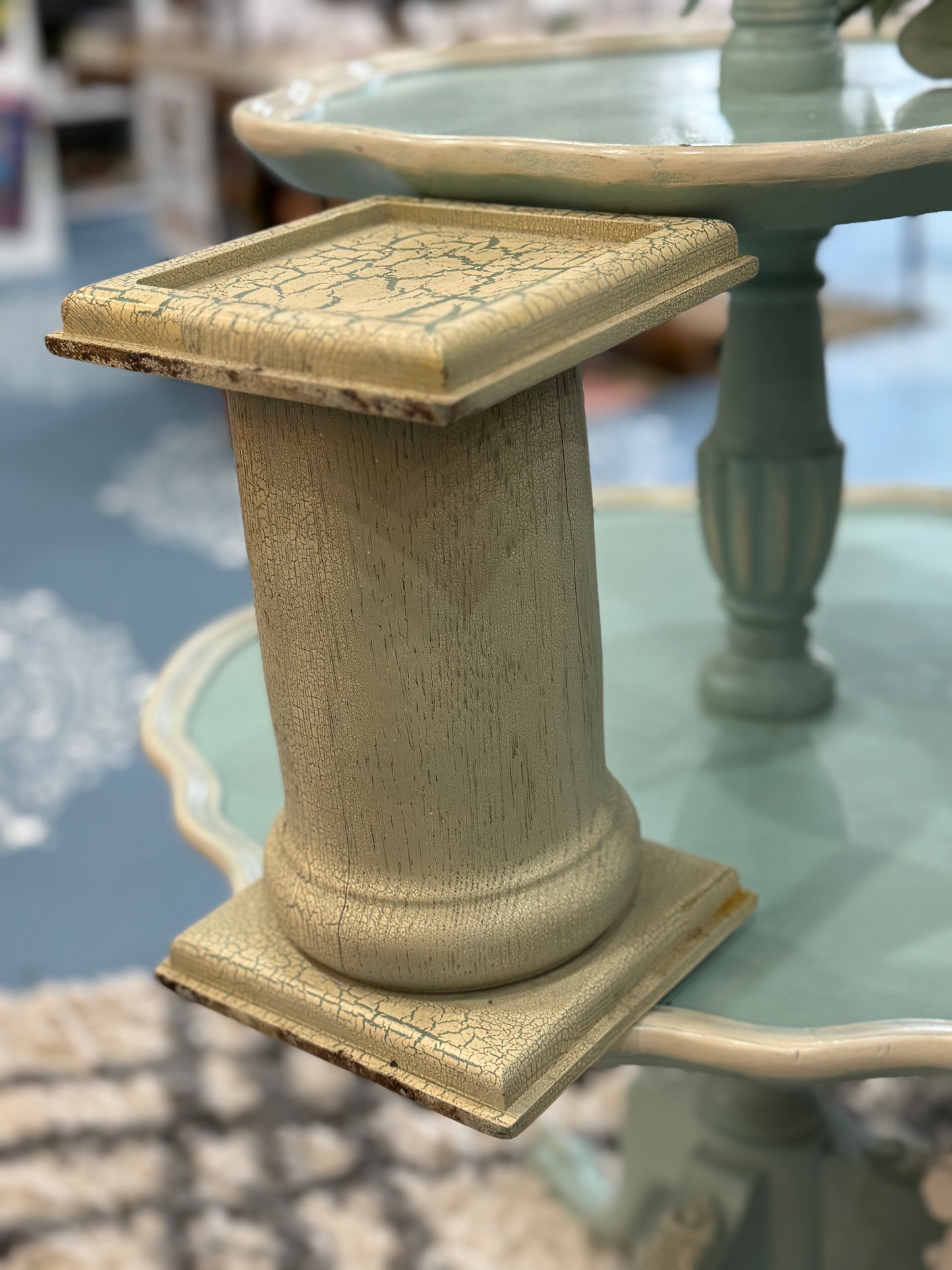 Vintage Distressed Cream Pillar Riser