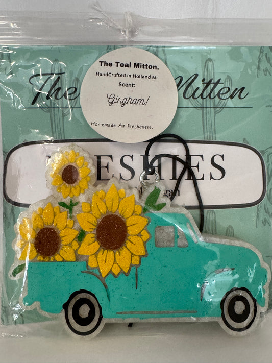Air Freshener - Gingham - Freshie Sunflower Truck
