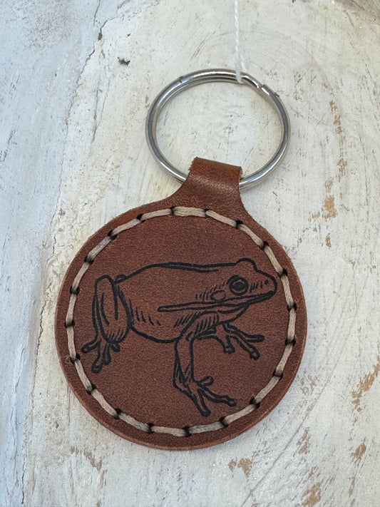 Leather Keychain - Round Frog
