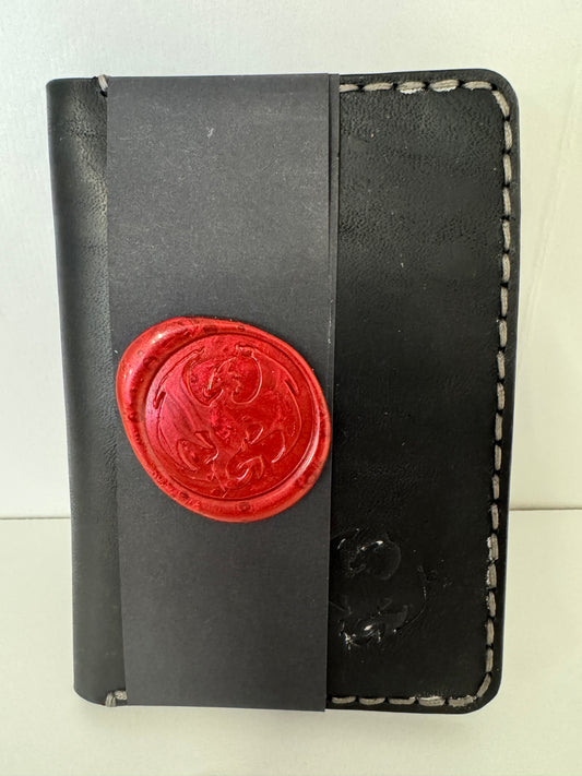 Leather Wallet - Black w/ Grey Stitching