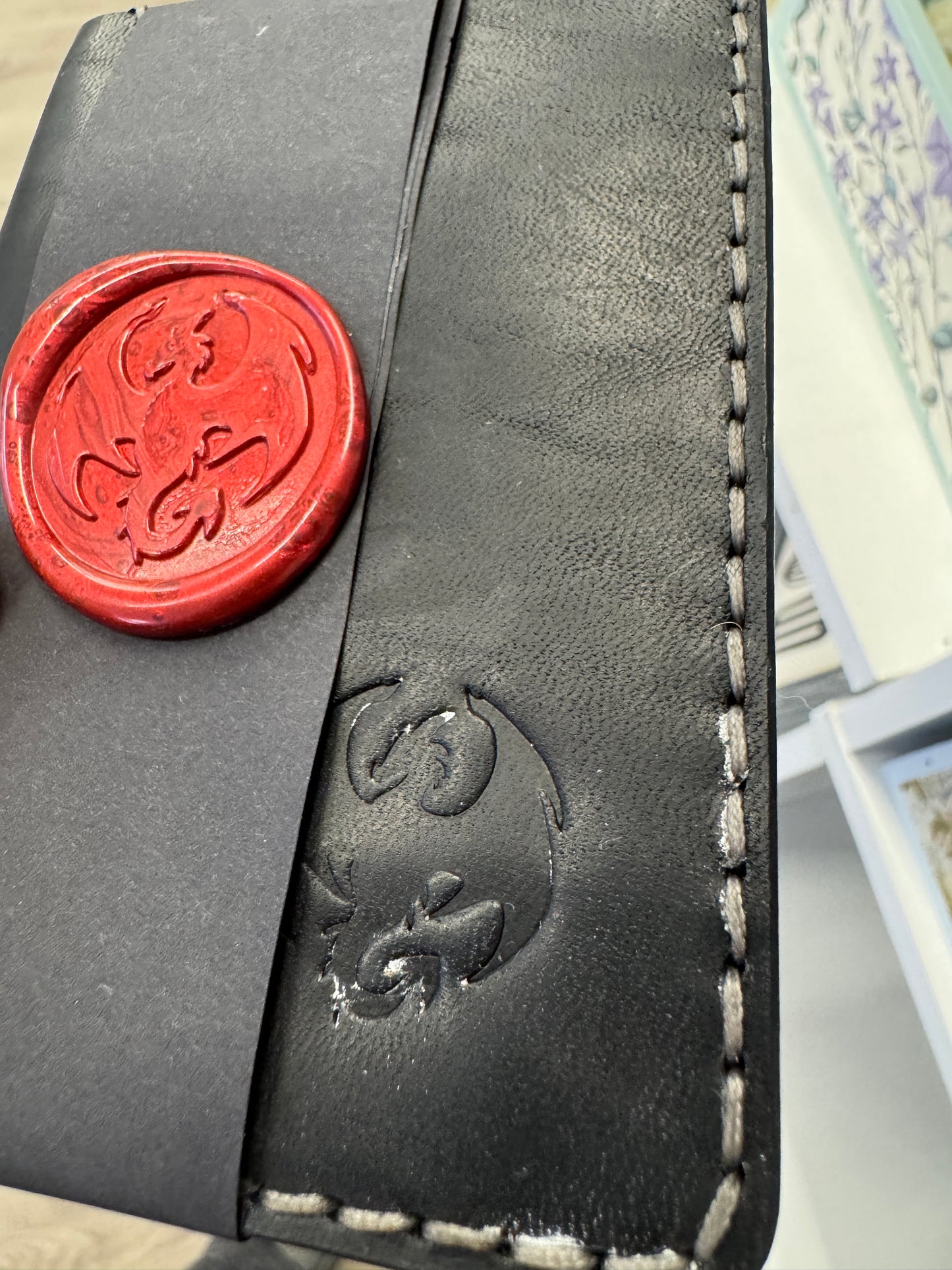 Leather Wallet - Black w/ Grey Stitching