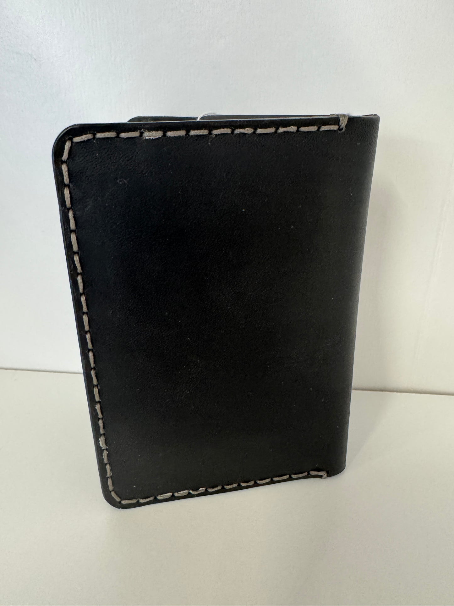 Leather Wallet - Black w/ Grey Stitching