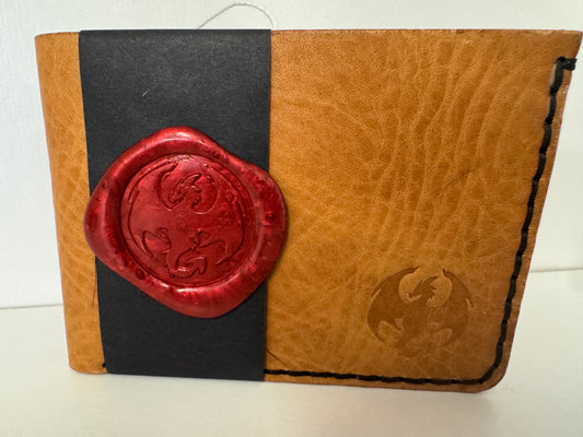 Leather Wallet - Tan w/ Black Stitching