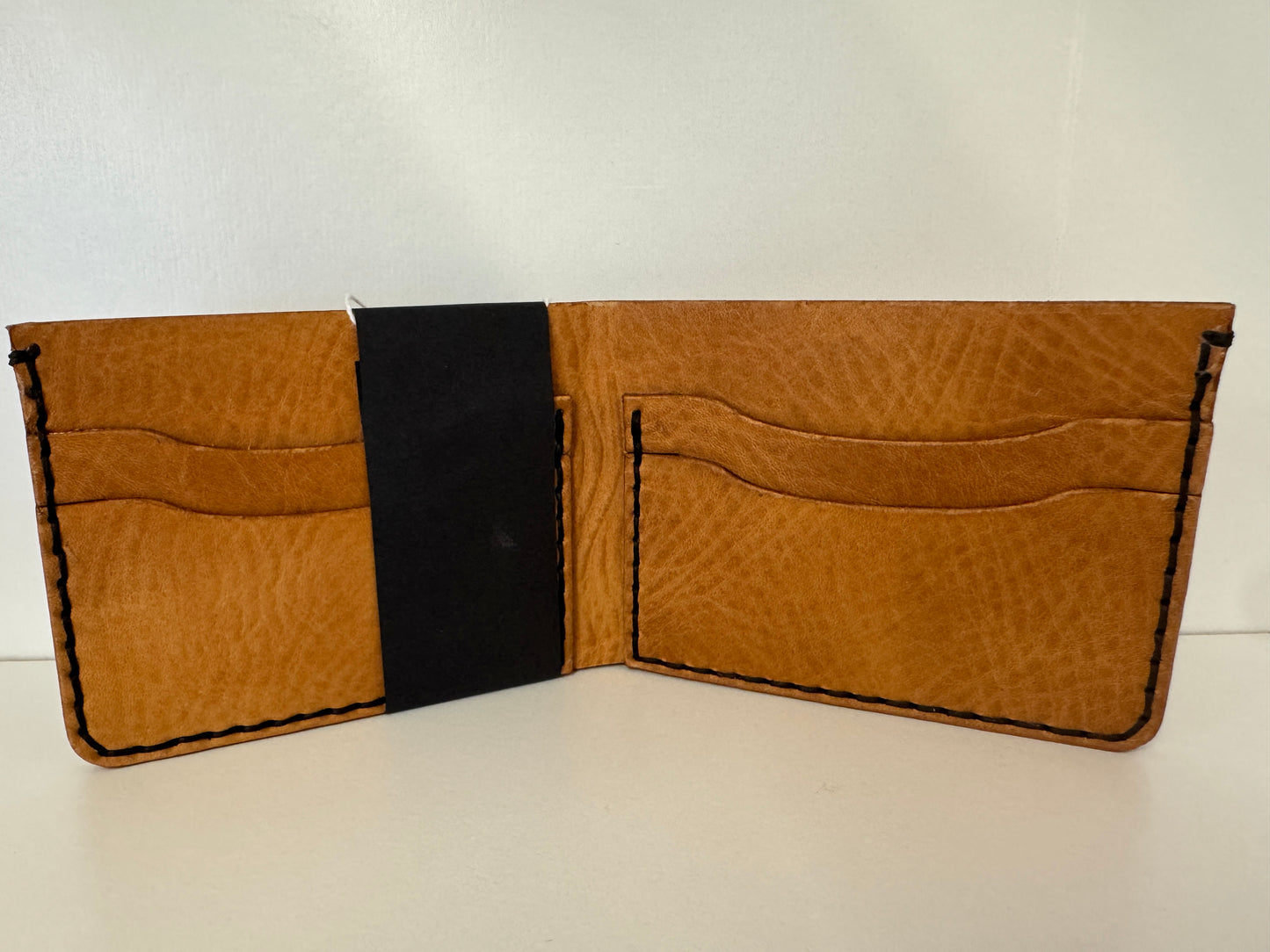 Leather Wallet - Tan w/ Black Stitching