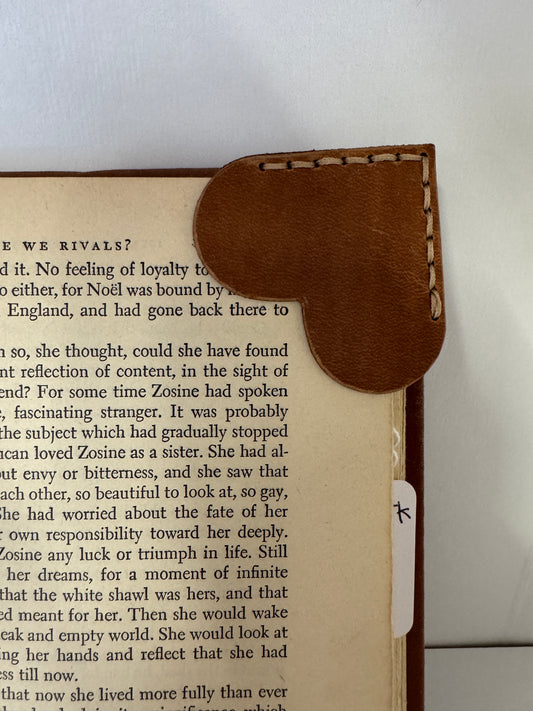 Leather Heart Book Mark - Tan