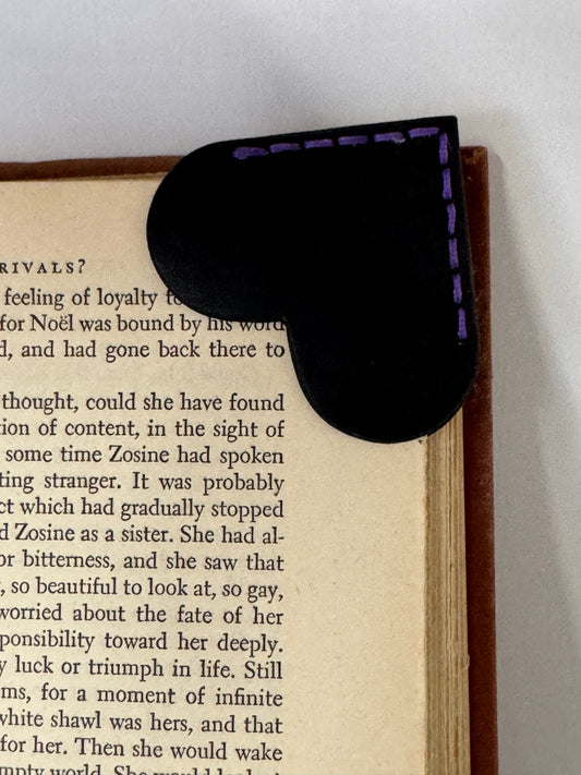 Leather Heart Book Mark - Black