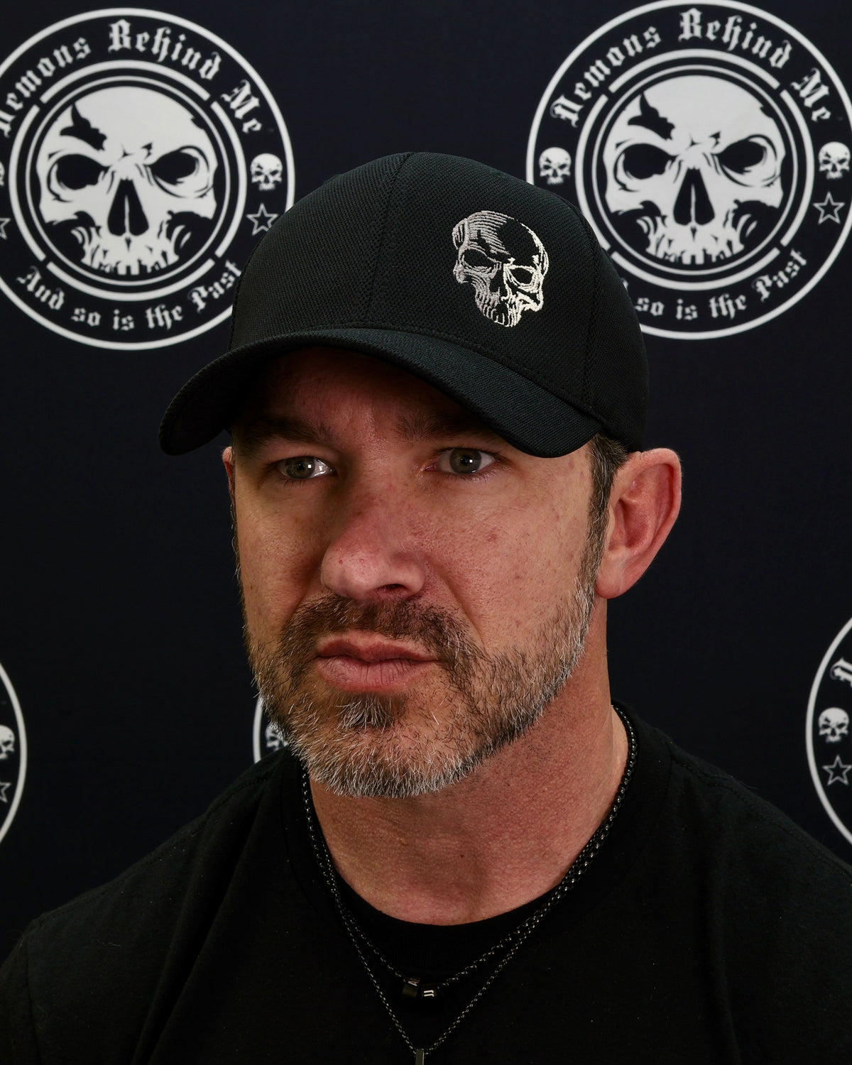 LIMITED EDITION! Medium Two-Tone Skull - Black "Never Fade" Fitted Cap