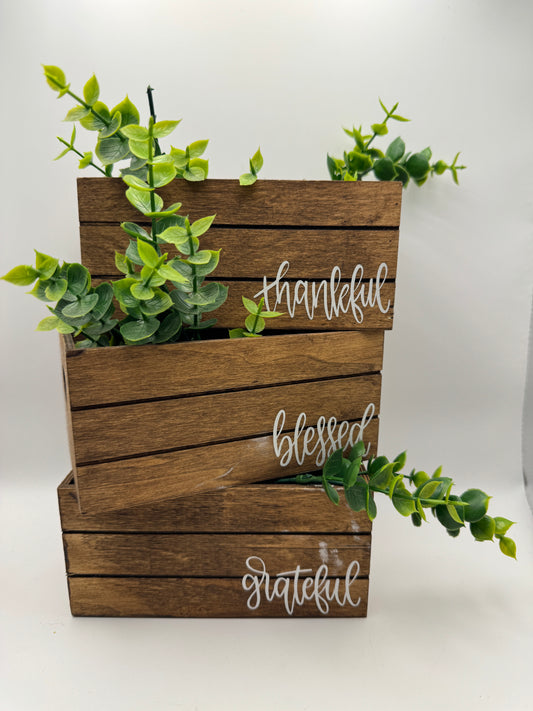 Thankful Blessed Grateful Wooden Crate Set
