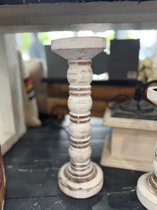 Rustic Distressed Wooden Candle Holder – 14"