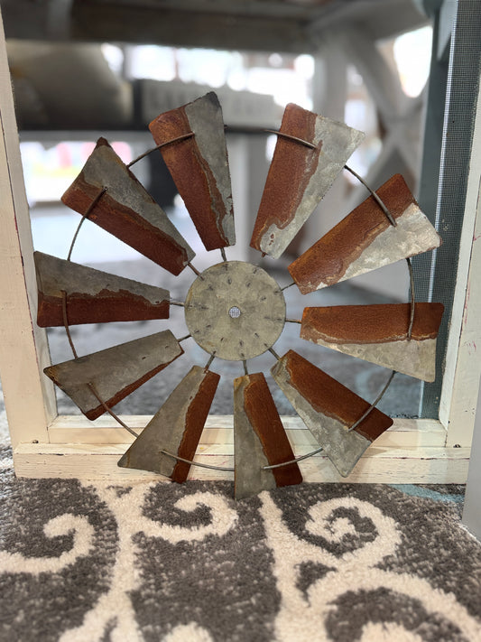 Rustic Metal Windmill Wall Décor – 15"
