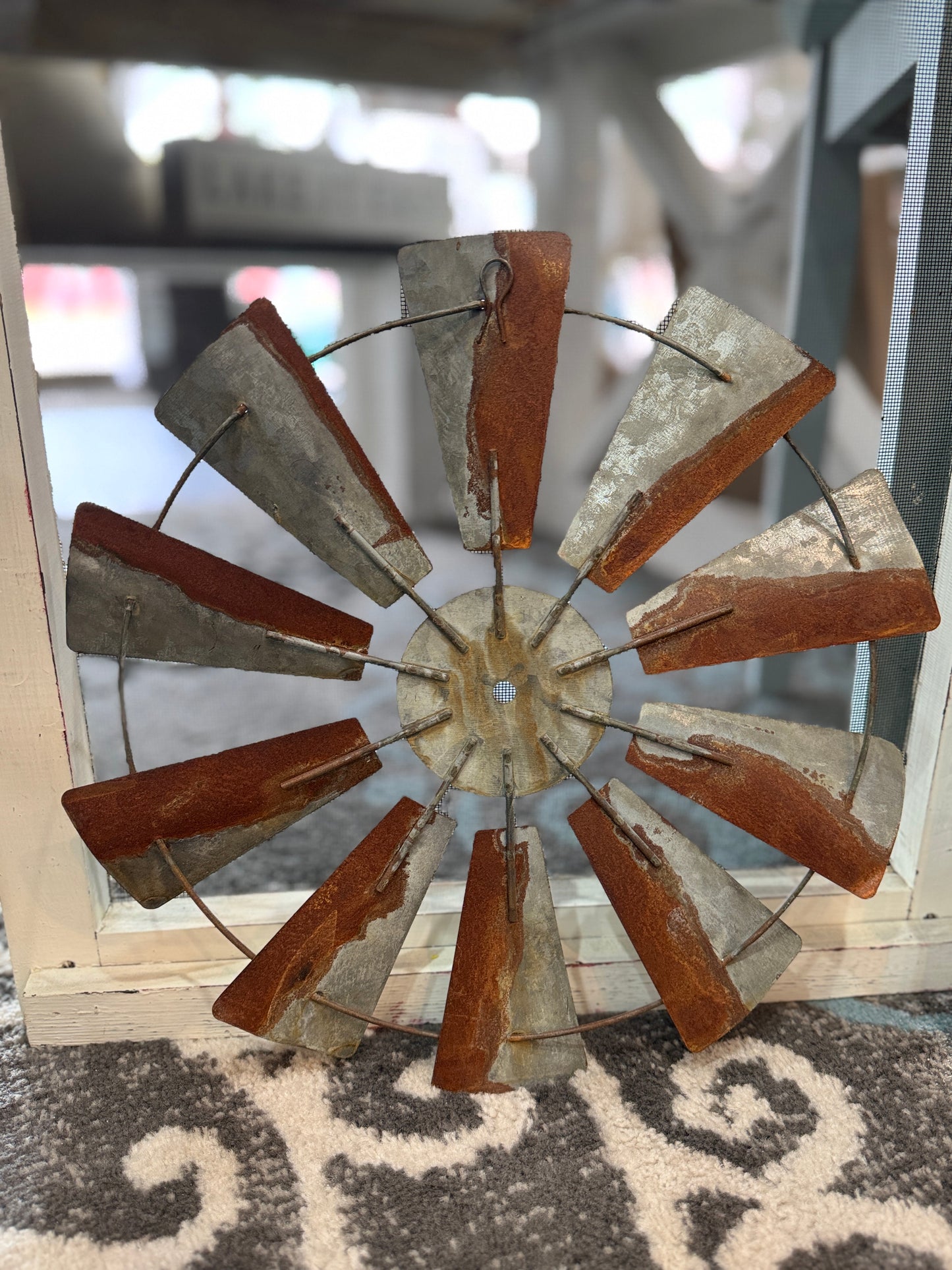 Rustic Metal Windmill Wall Décor – 15"