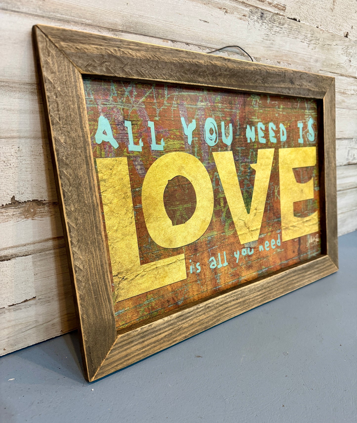All You Need Is Love Framed Wall Sign 12x16