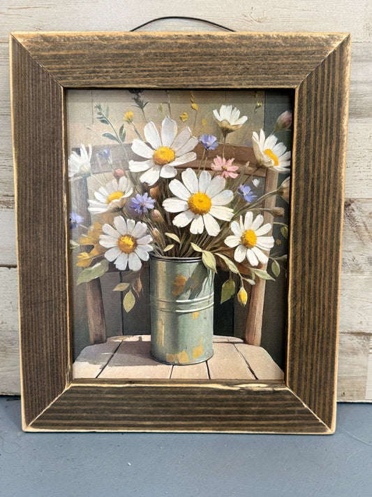 Rustic Daisy Bouquet Framed Wall Art 8x10