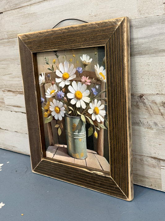 Rustic Daisy Bouquet Framed Wall Art 8x10