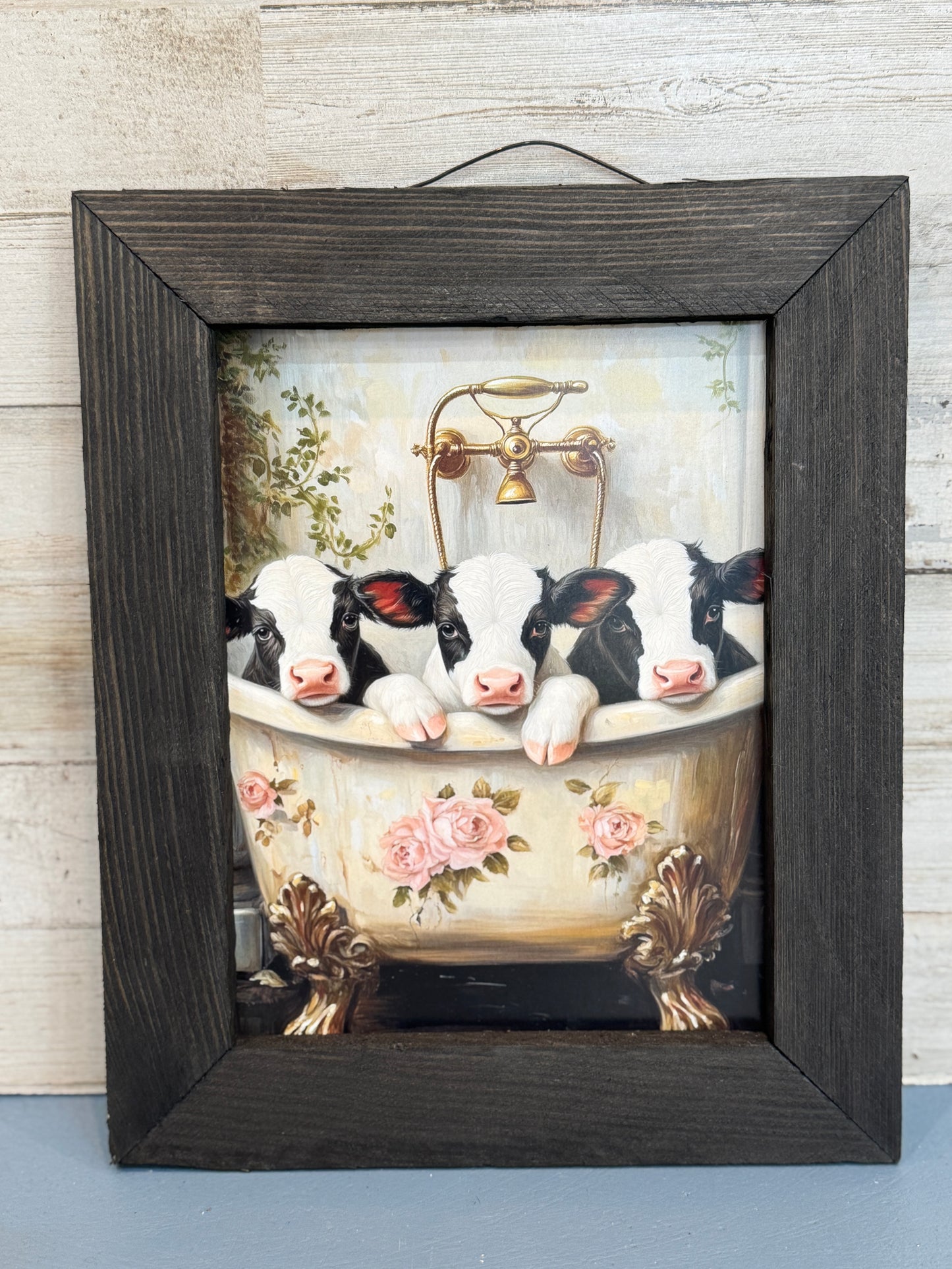 Bath Time Calves Framed Wall Art 8x10
