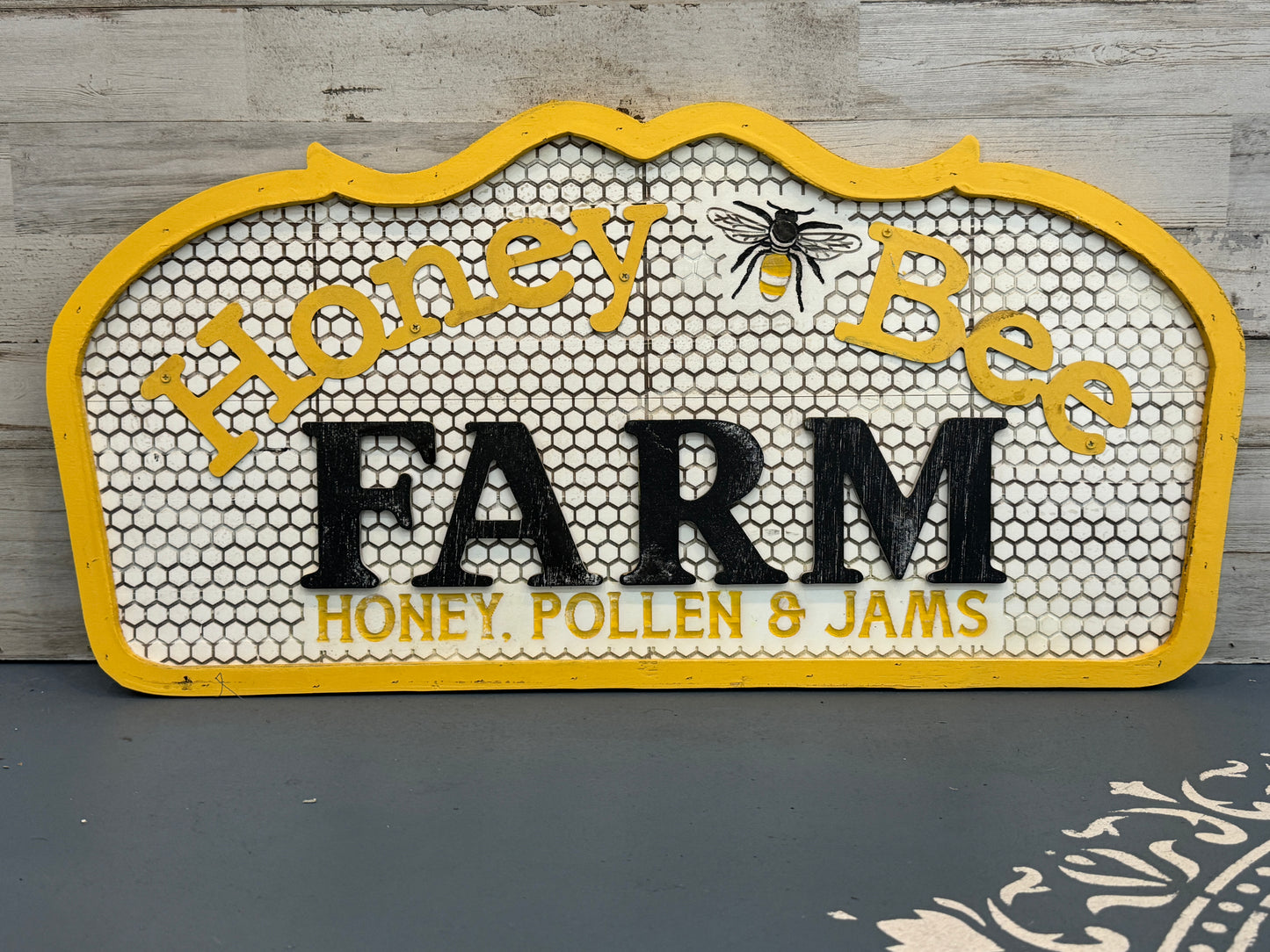 Honey Bee Farm Wall Sign | Honey, Pollen & Jams | 23.5" x 11.75"