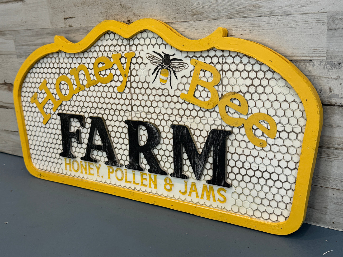 Honey Bee Farm Wall Sign | Honey, Pollen & Jams | 23.5" x 11.75"
