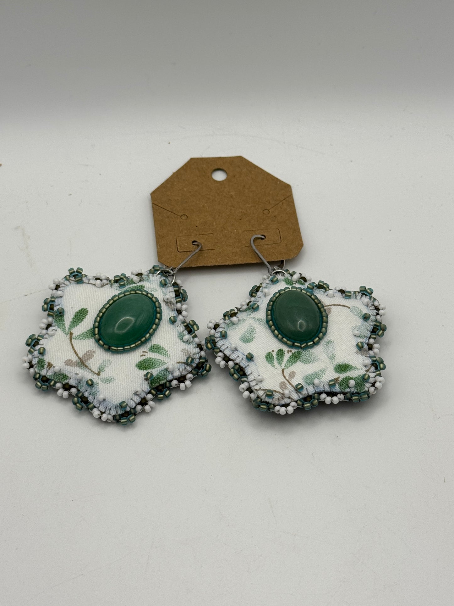Megan Cleveland Beaded Floral Statement Earrings