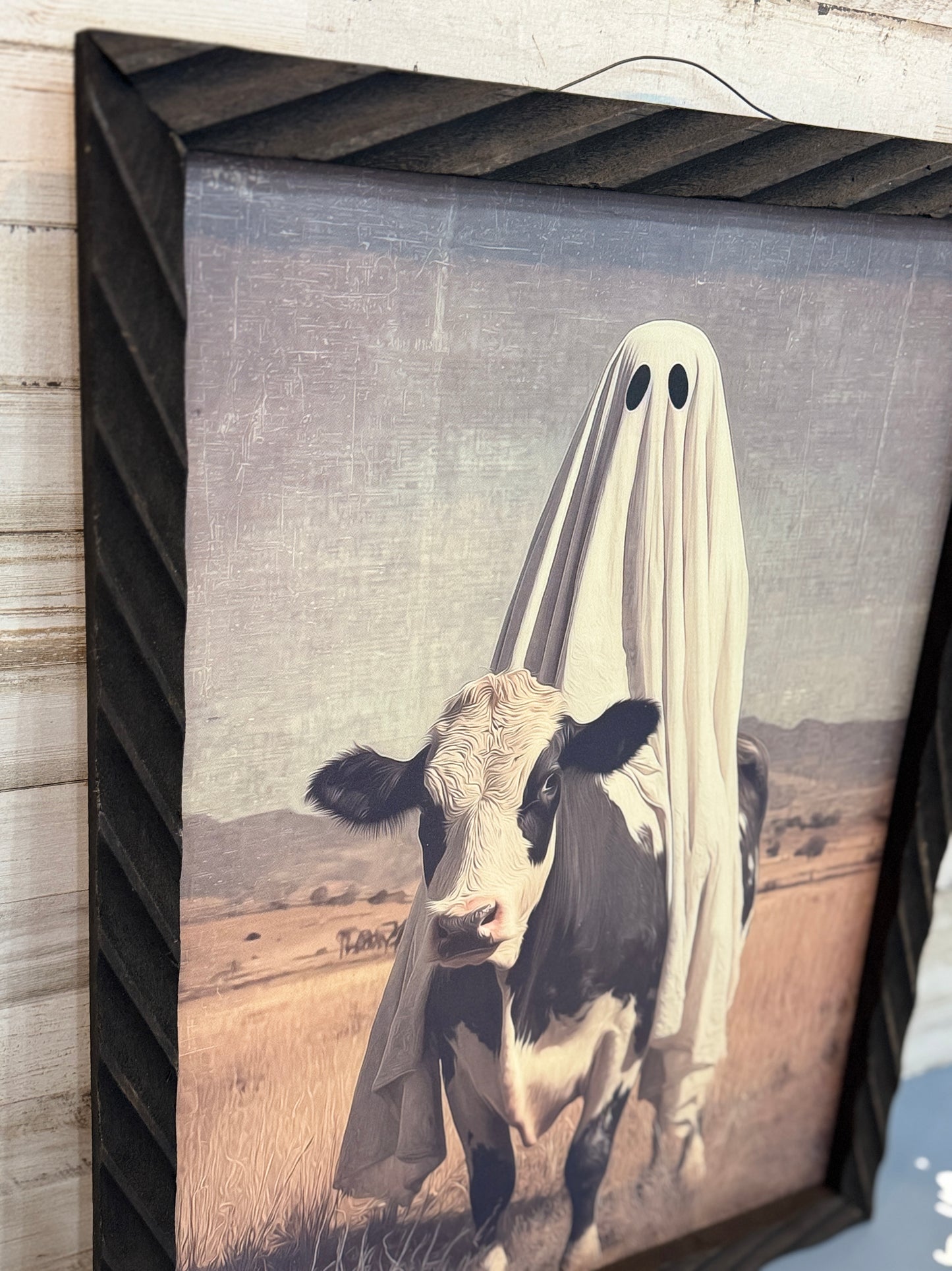Ghost Cow Framed Halloween Wall Art – 18x24