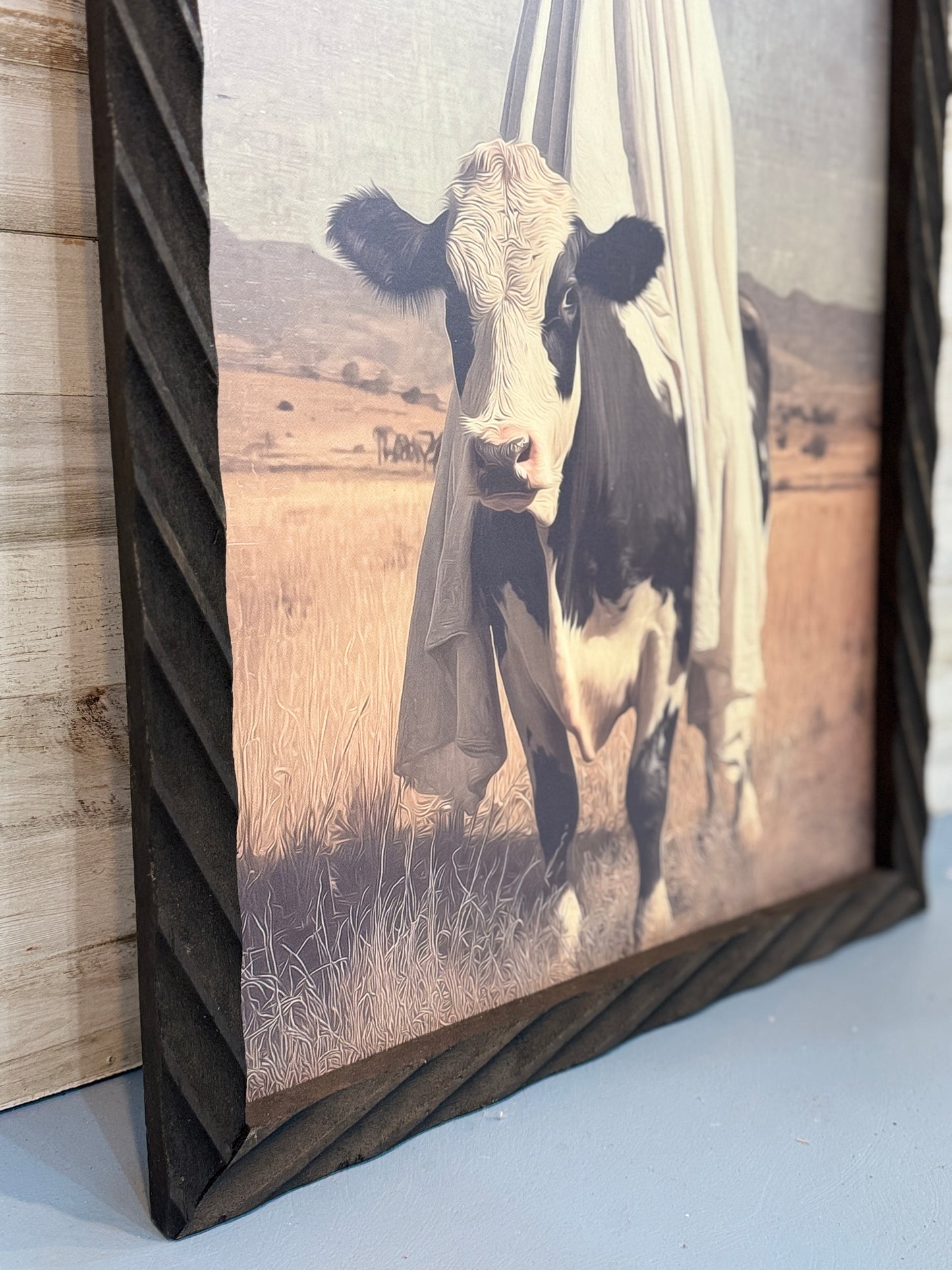 Ghost Cow Framed Halloween Wall Art – 18x24
