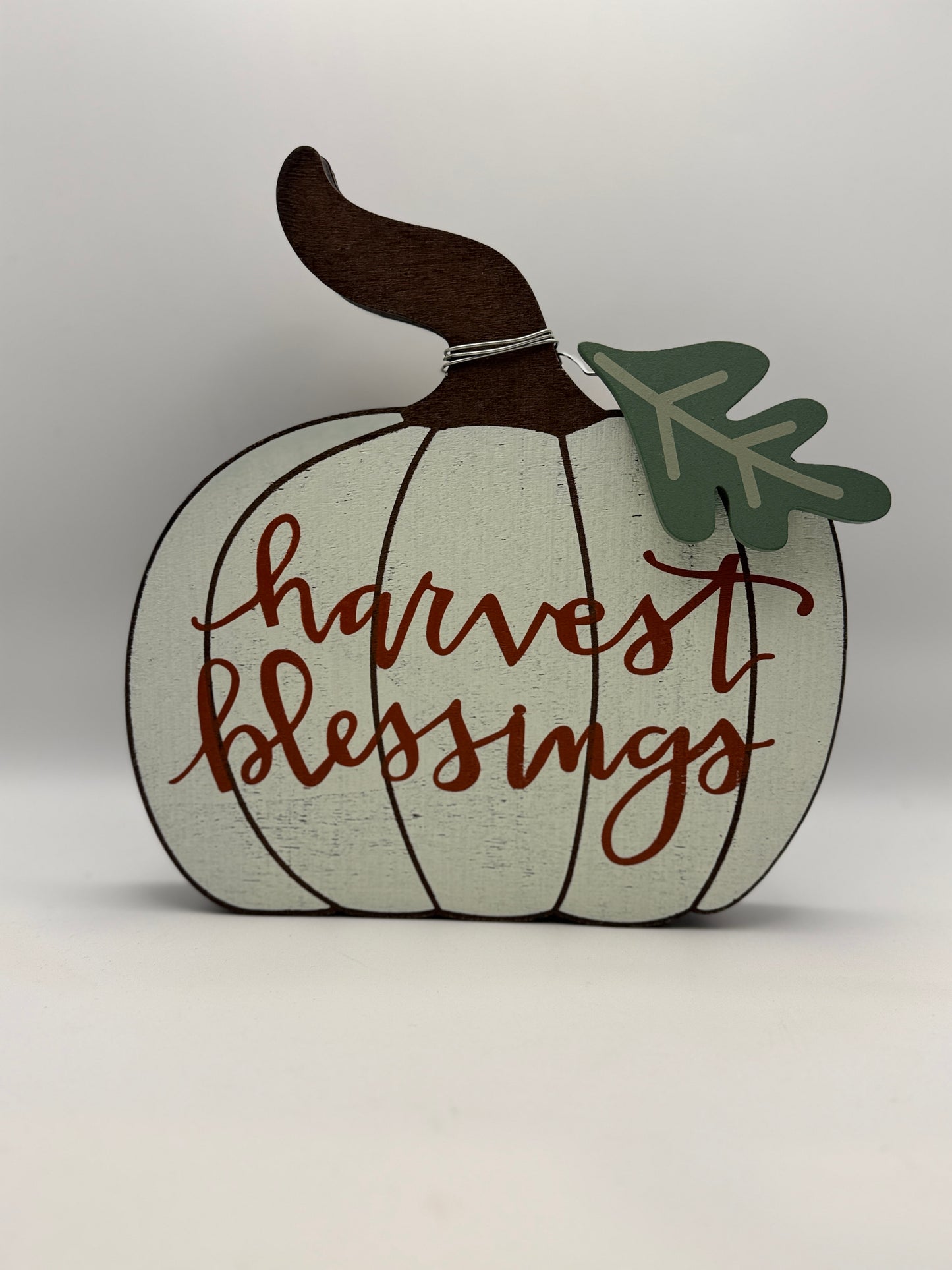 Harvest Blessings Wooden Pumpkin Sitter