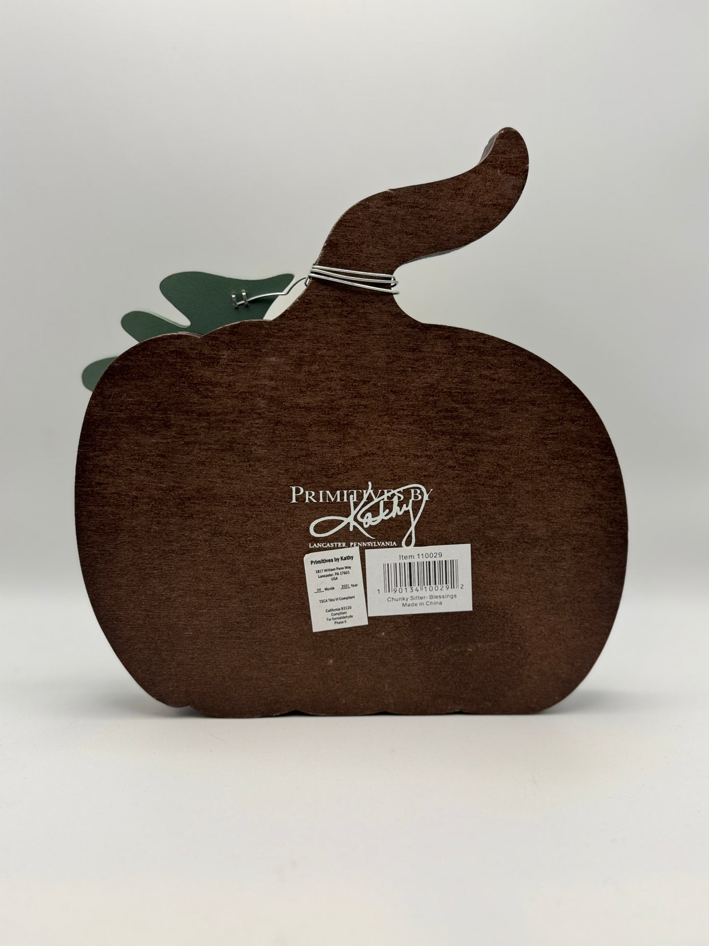 Harvest Blessings Wooden Pumpkin Sitter