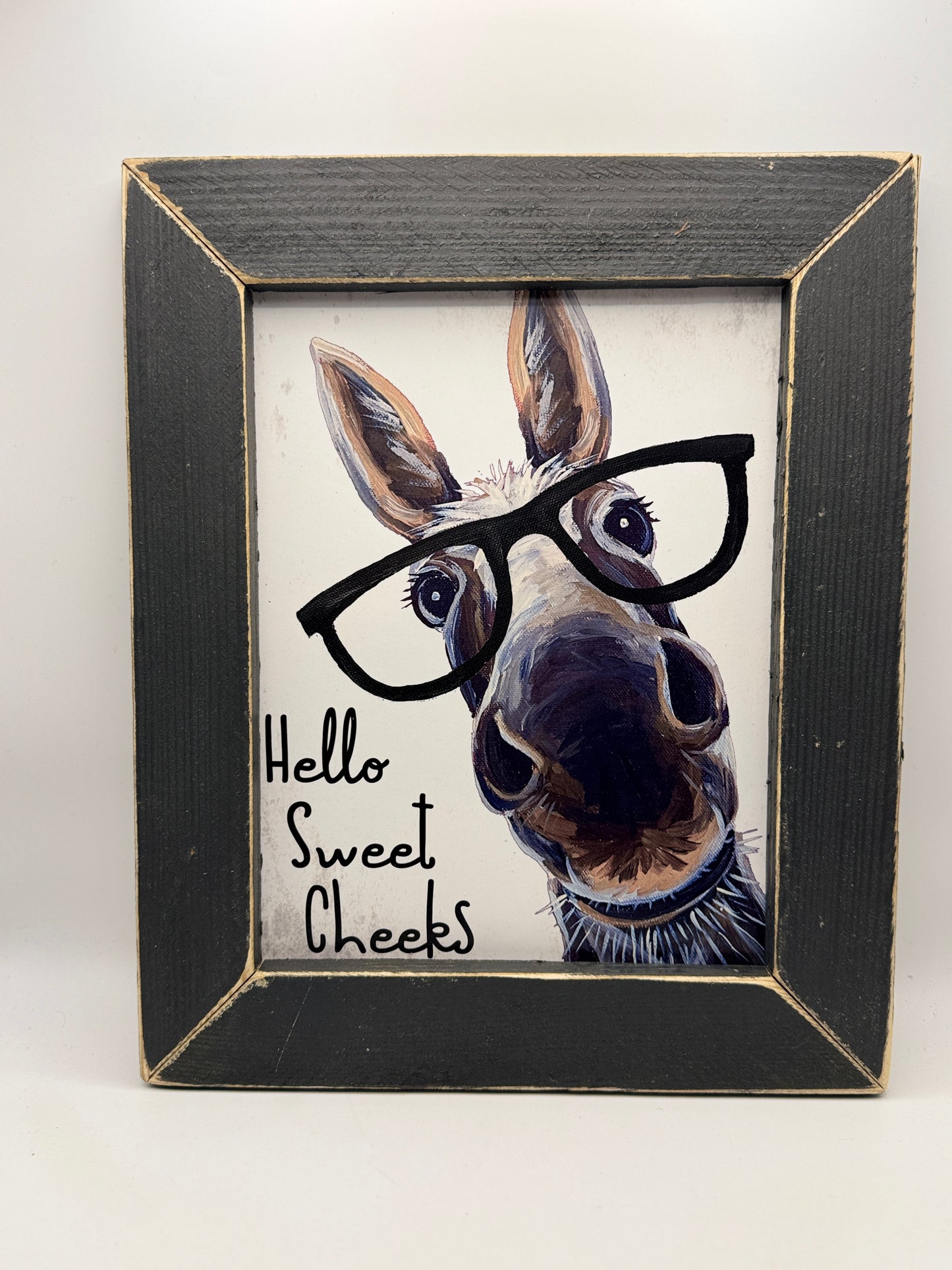 Hello Sweet Cheeks Donkey Framed Sign 8 x 10"