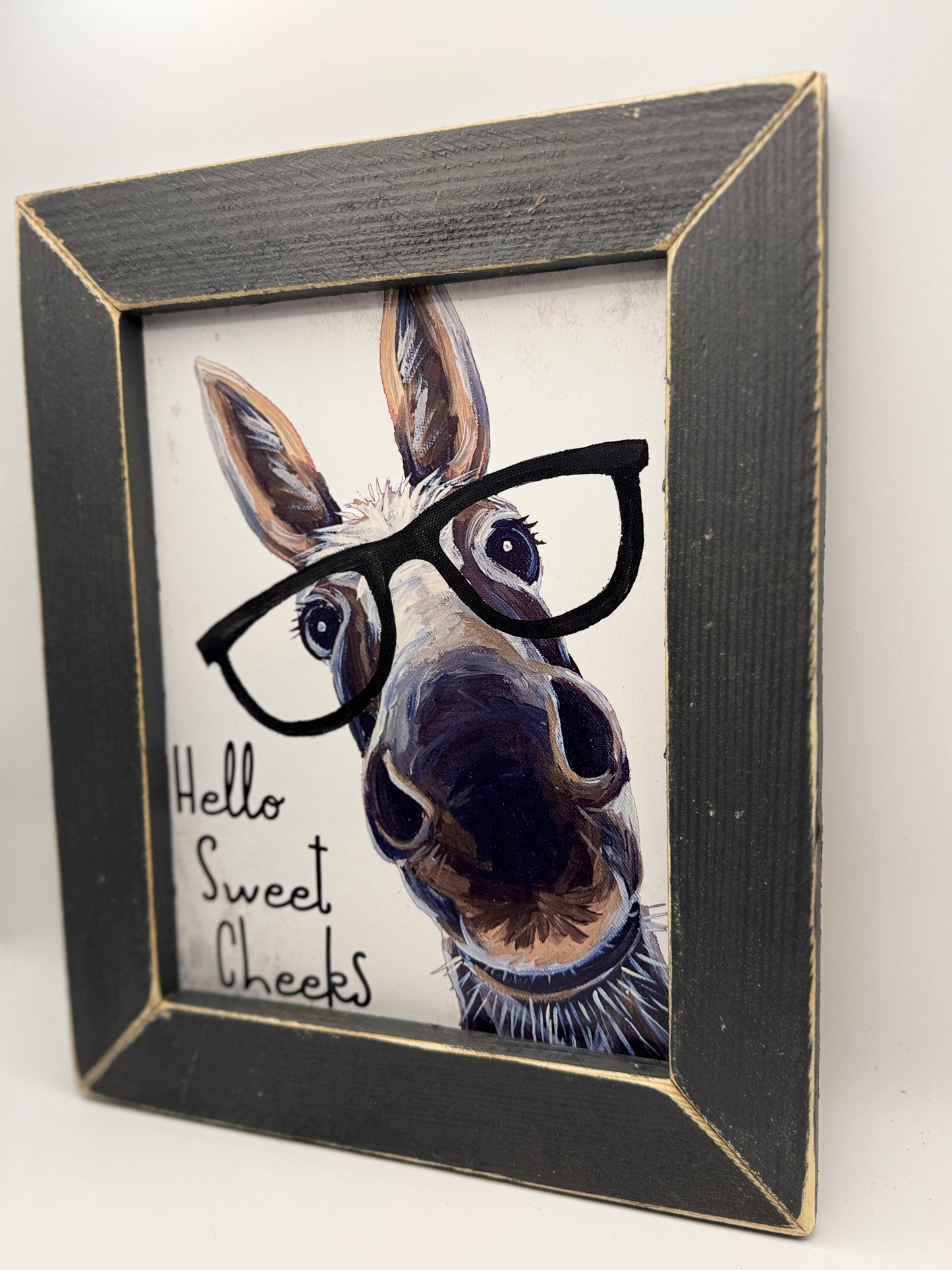 Hello Sweet Cheeks Donkey Framed Sign 8 x 10"