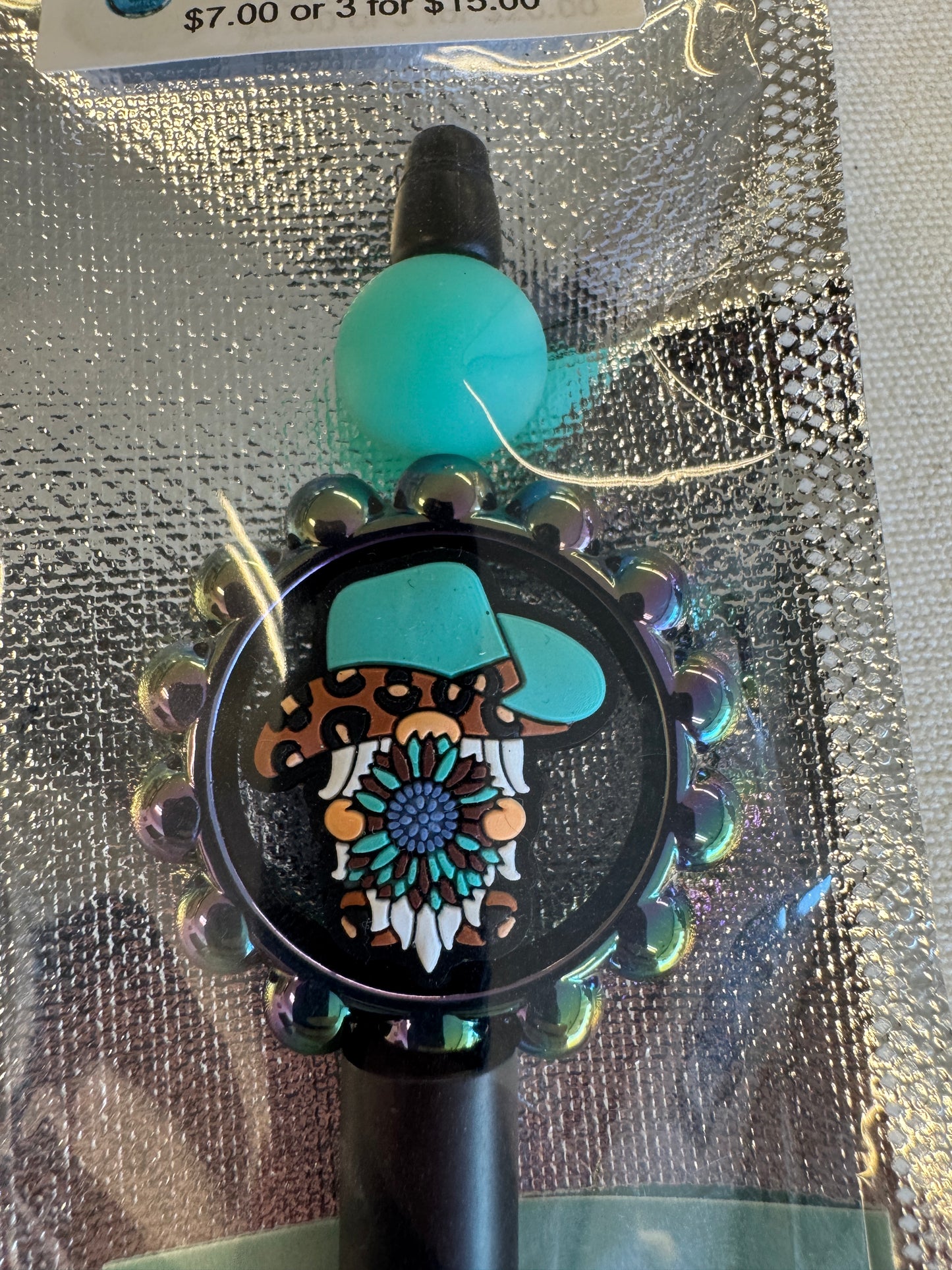 Pen - Teal Cowboy Gnome - Black Ink