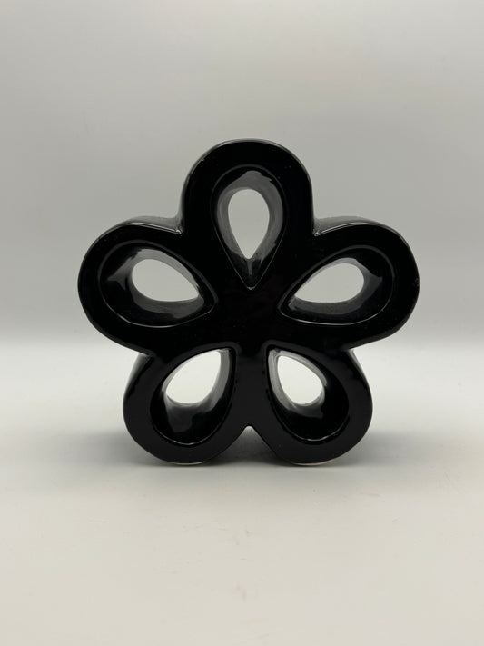 Black Ceramic Flower Tabletop Décor – 5"