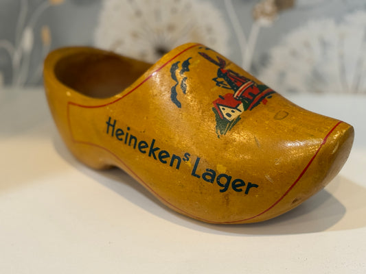Vintage Heineken’s Lager Wooden Dutch Clog – 9"