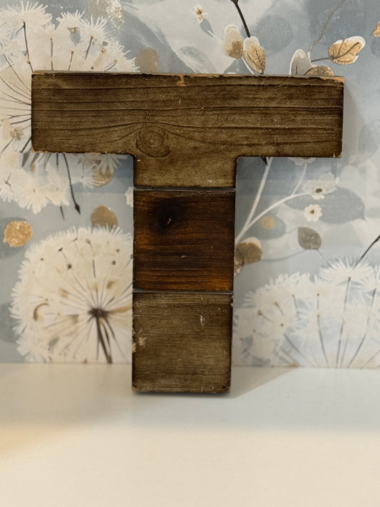 Rustic Reclaimed Wood Letter T – 8"