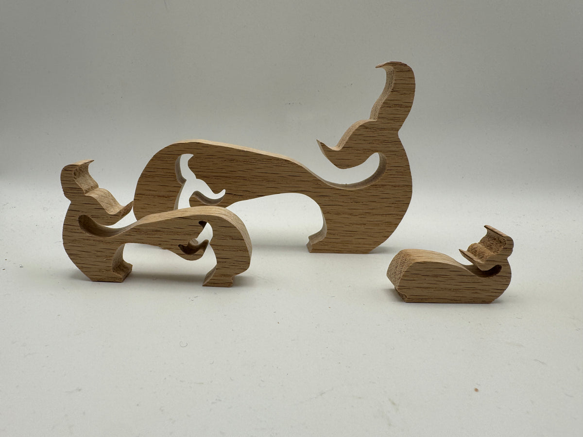 Handmade Wooden Whale & Baby Whale Decor – 5"