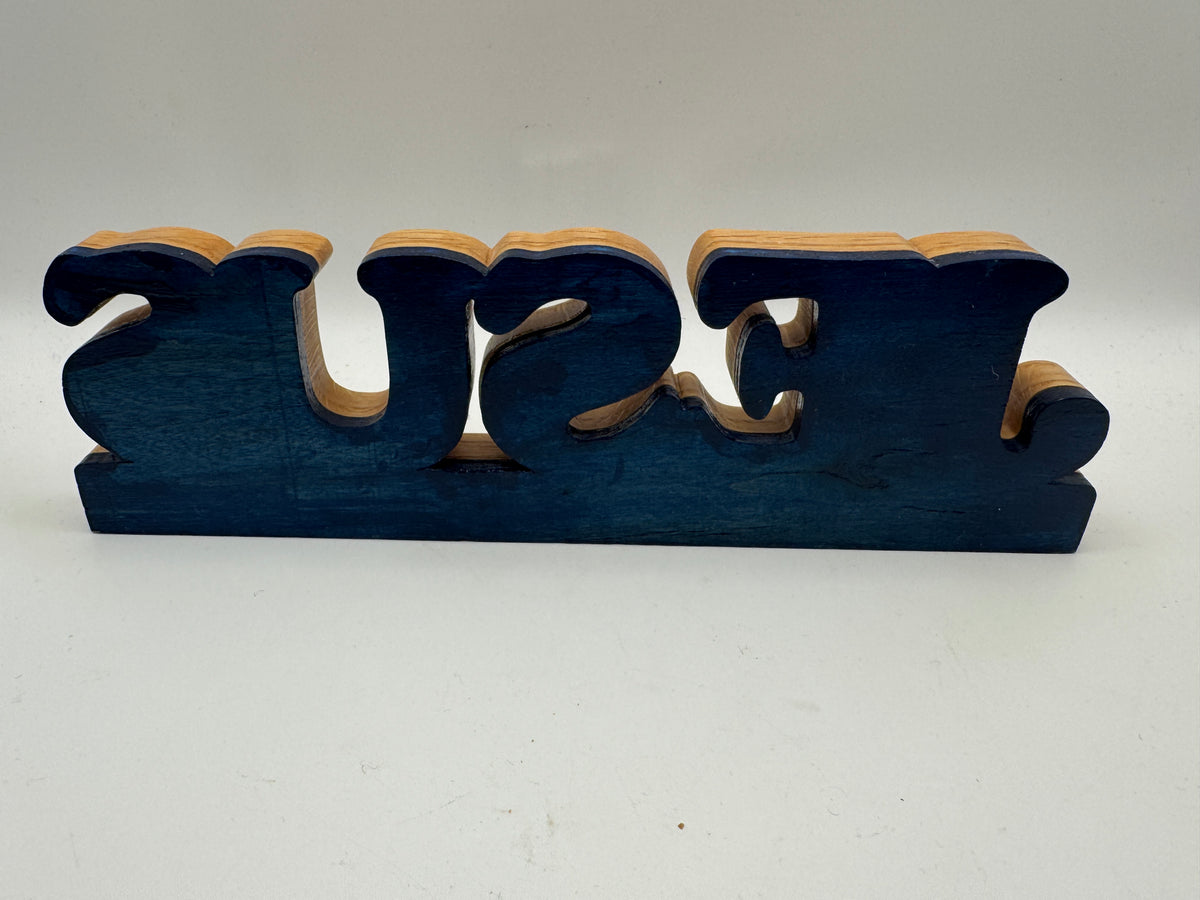 Handmade Wooden Jesus Cares About You Shelf Sign – 9"