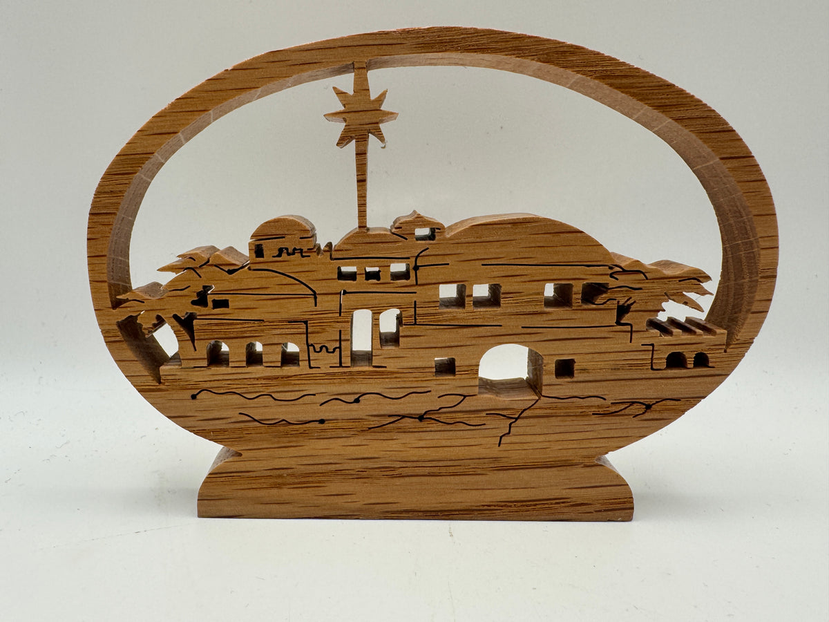Handmade Wooden Bethlehem Nativity Scene – 5"
