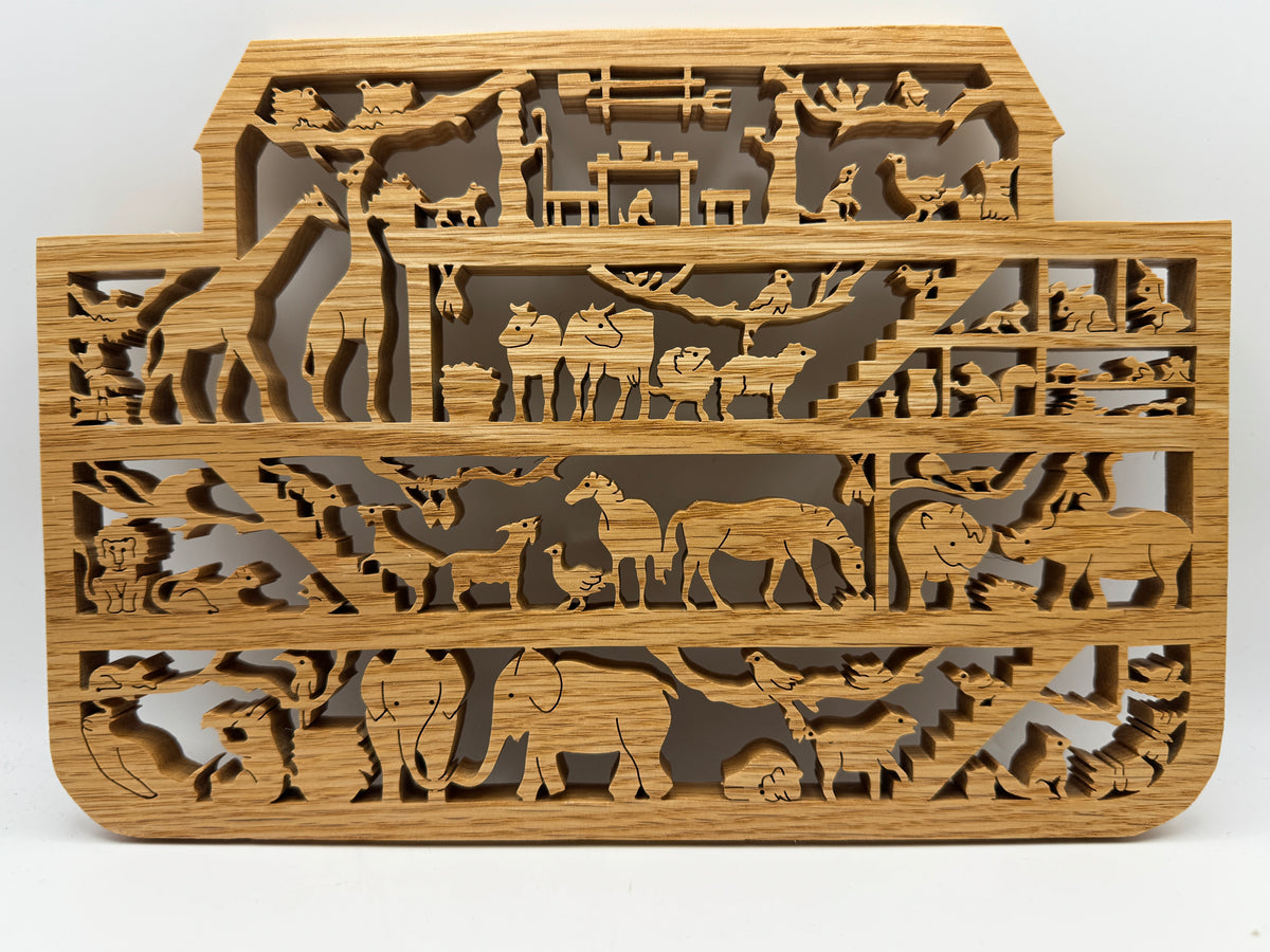 Handmade Wooden Noah's Ark Animal Scene – 10"