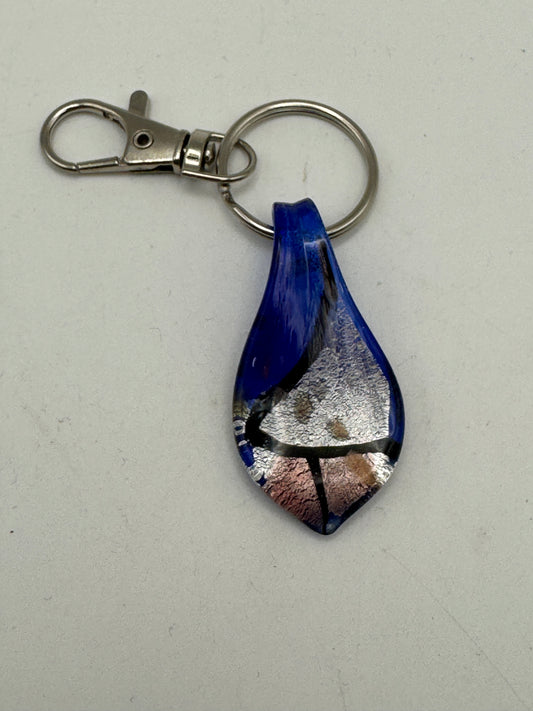 Beths glass creations - Keychain Accessories - Cobalt Blue & Silver Teardrop