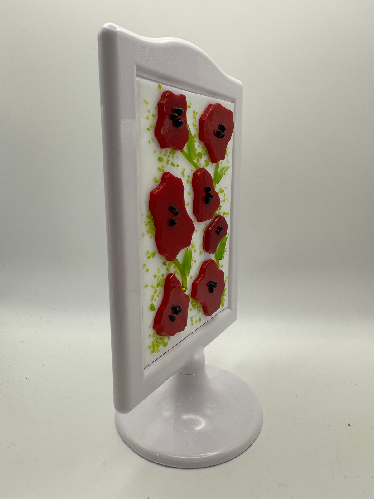 Beths glass creations - Red Poppies Framed Glass Art