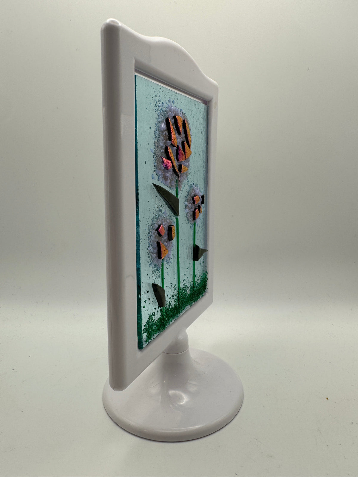 Beths glass creations - Purple Flowers Framed Glass Art