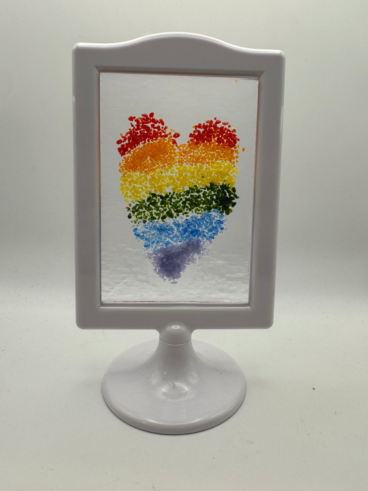Beths glass creations - Rainbow Heart Framed Glass Art