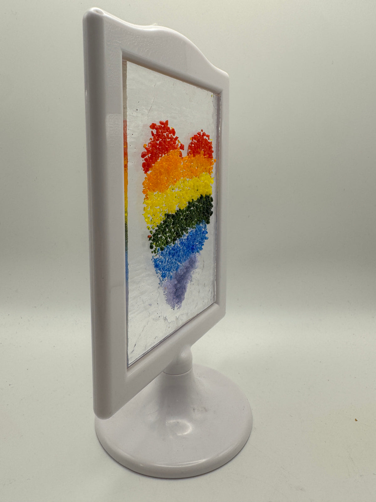 Beths glass creations - Rainbow Heart Framed Glass Art