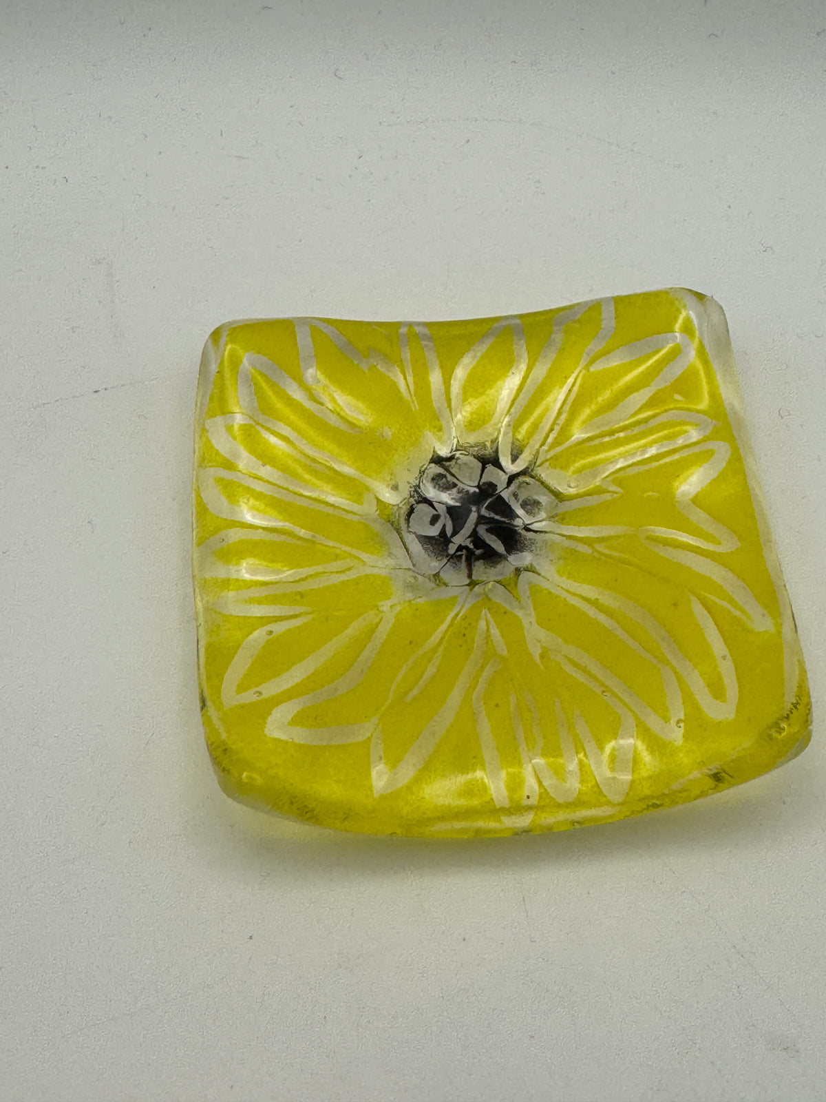 Beths glass creations Ring dish - Yellow Floral