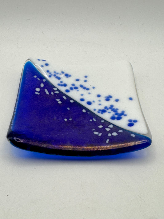 Beths glass creations Ring dish - Blue & White