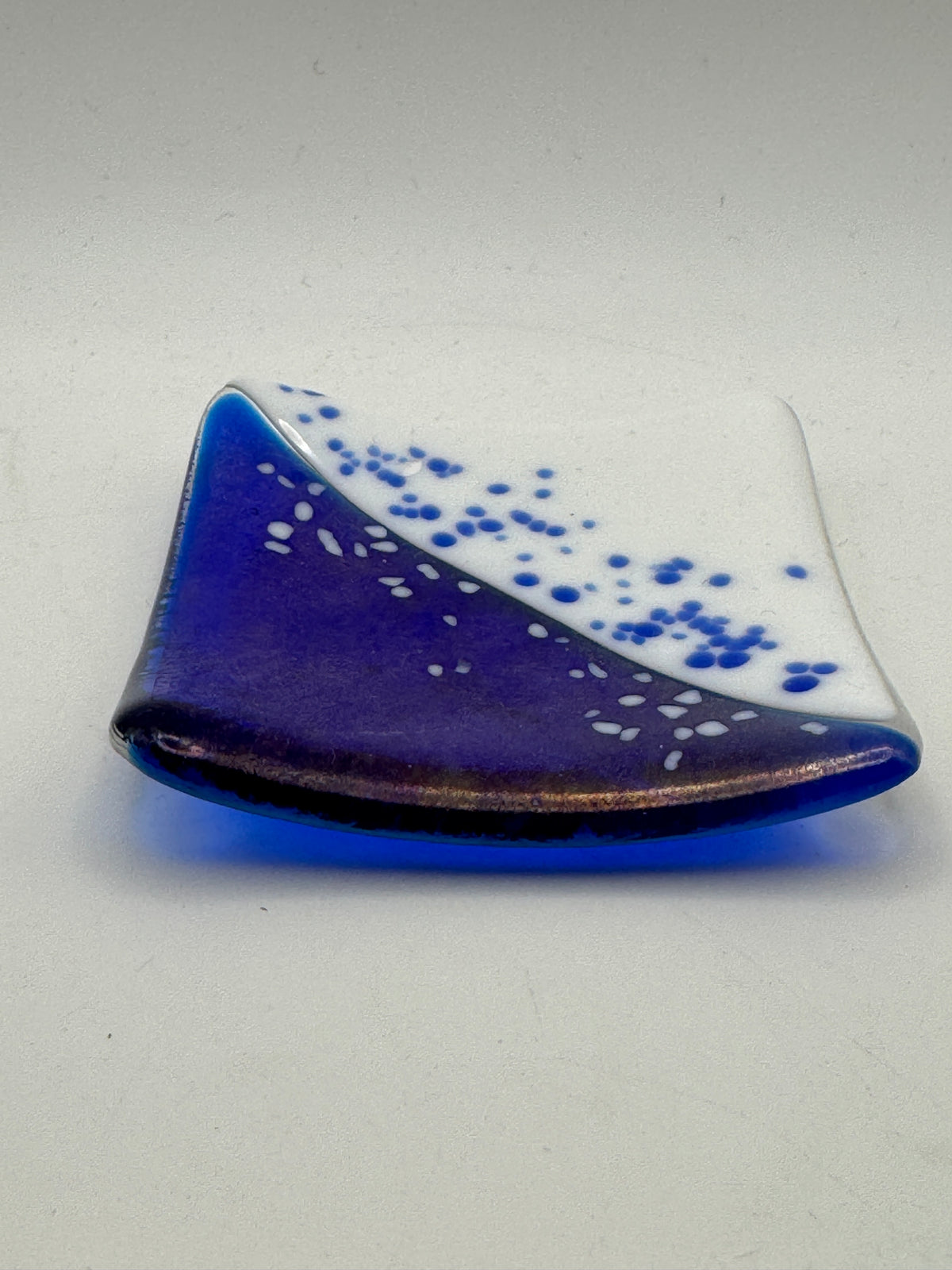 Beths glass creations Ring dish - Blue & White
